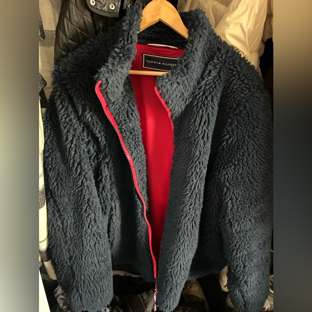 Tommy Hilfiger Navy Blue Fluffy Jacket